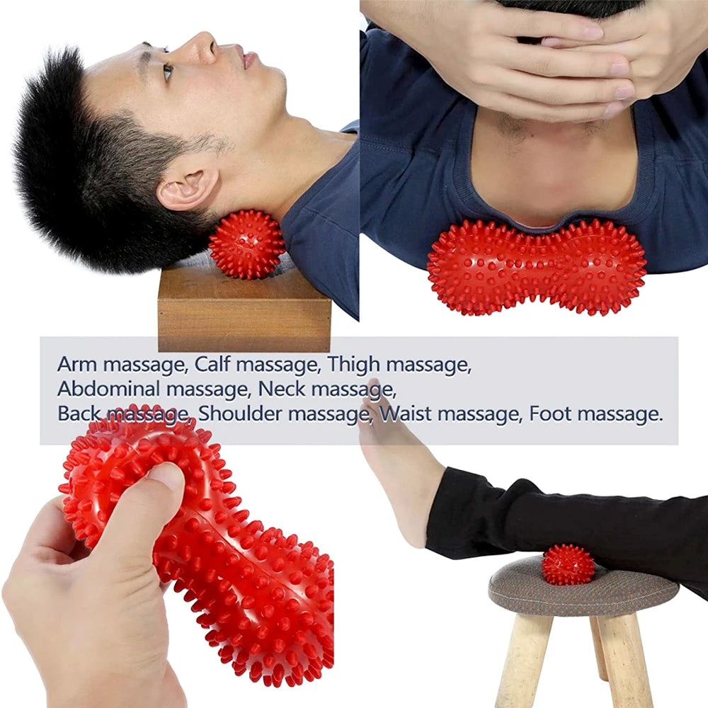 Peanut Ball Foot Massage Ball,Spiky Massage Ball for Trigger Point Therapy,Deep Point Massage,Plantar Fasciitis,Neck Pain Relief